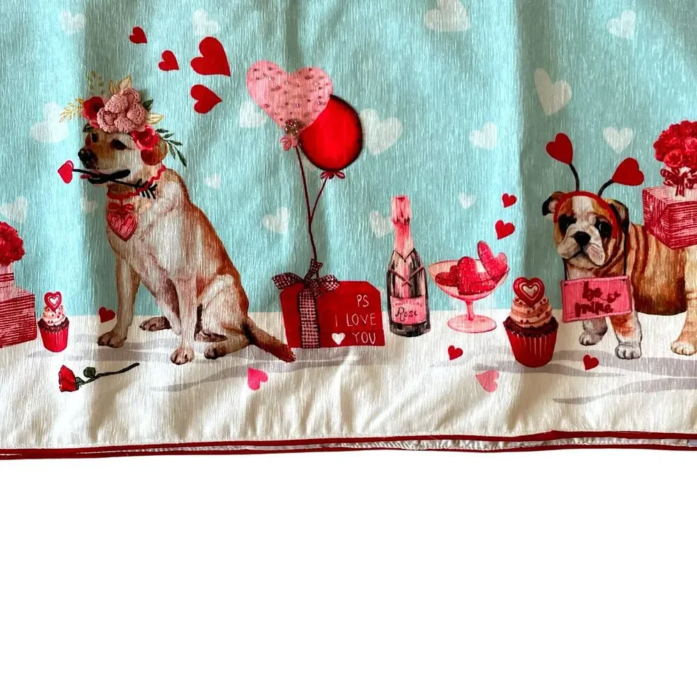 Nicole Miller Valentine's Day Table Runner 16x72 Sweet Treats Dog Party NEW